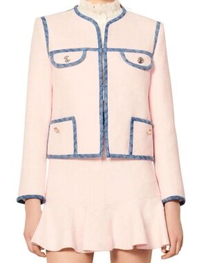 SANDRO Mixed-material Jacket In Rose Pâle